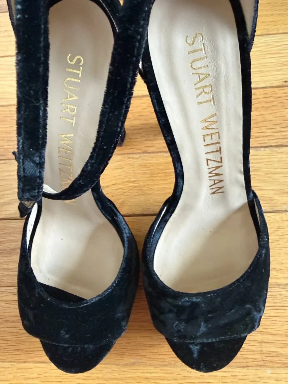 Stuart Weitzman Black Velvet High-Heeled Pumps